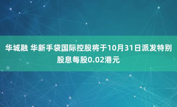 华城融 华新手袋国际控股将于10月31日派发特别股息每股0.02港元